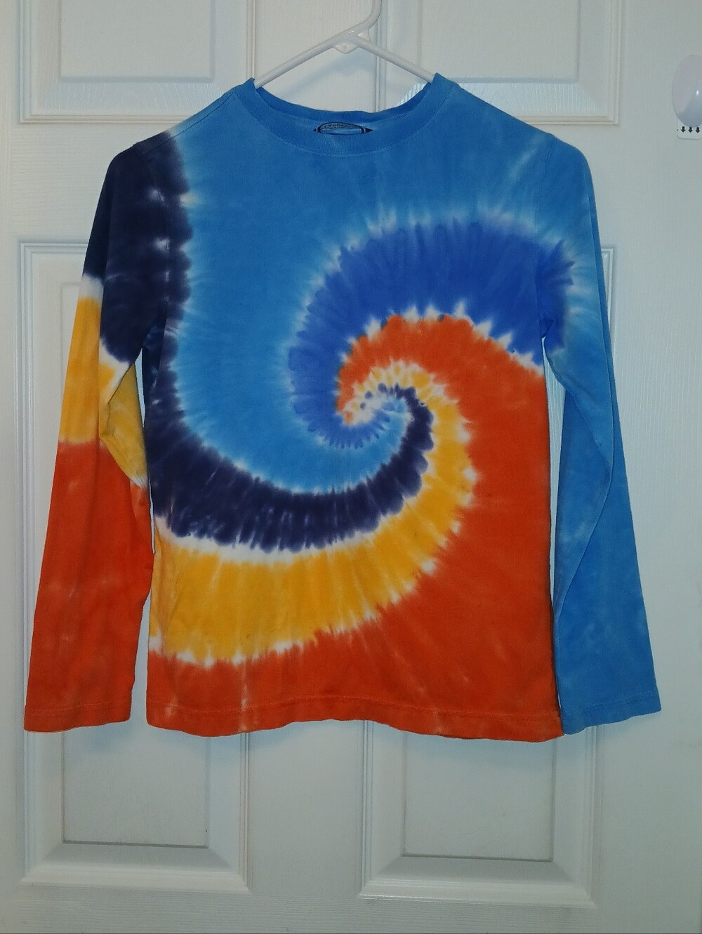 Lands' End Tie Dye Youth Long Sleeve Top Tee Size M 10-12 Boho Colorful Hippie